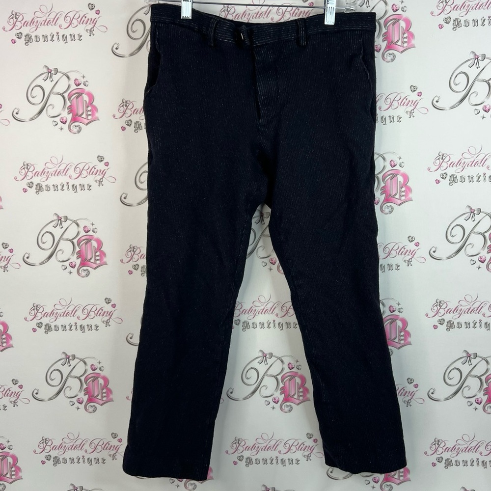 Banana Republic cropped pants slim fit blue white striped linen Pants Italy